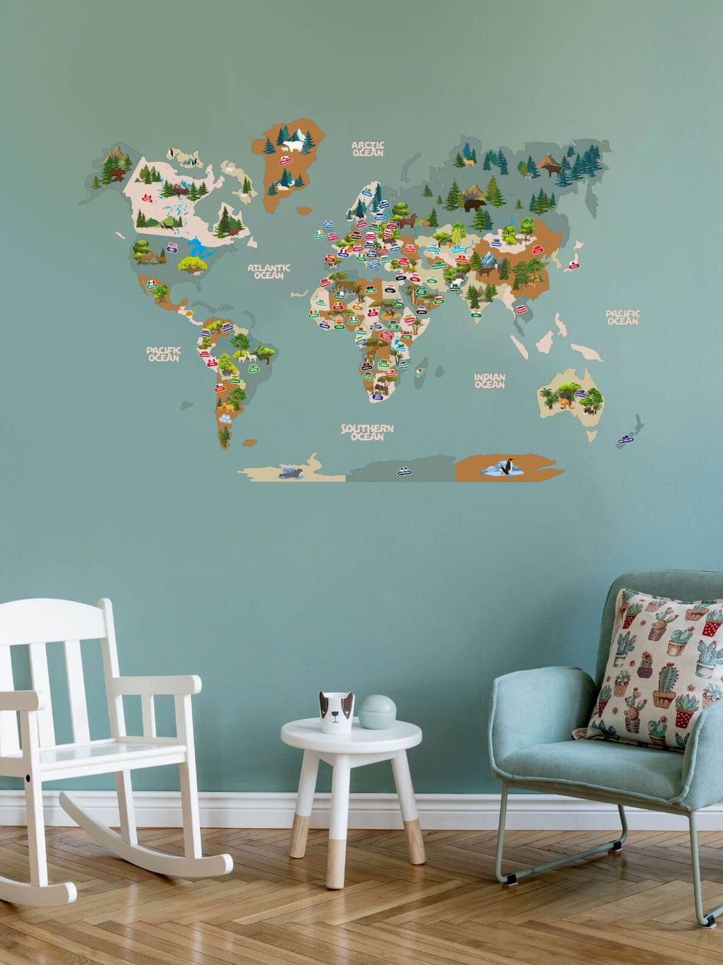 kids world map wall art