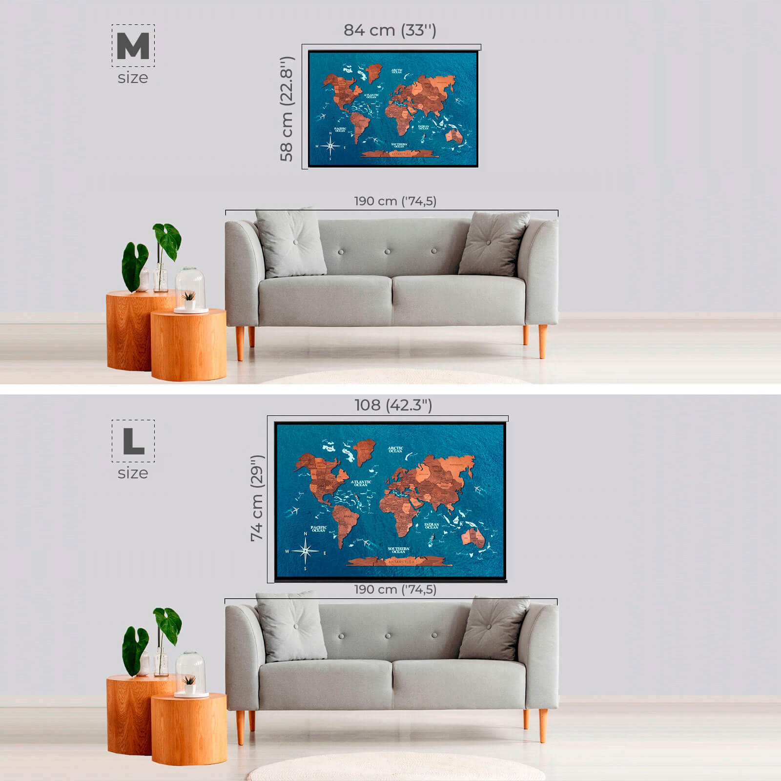 world map panel wooden