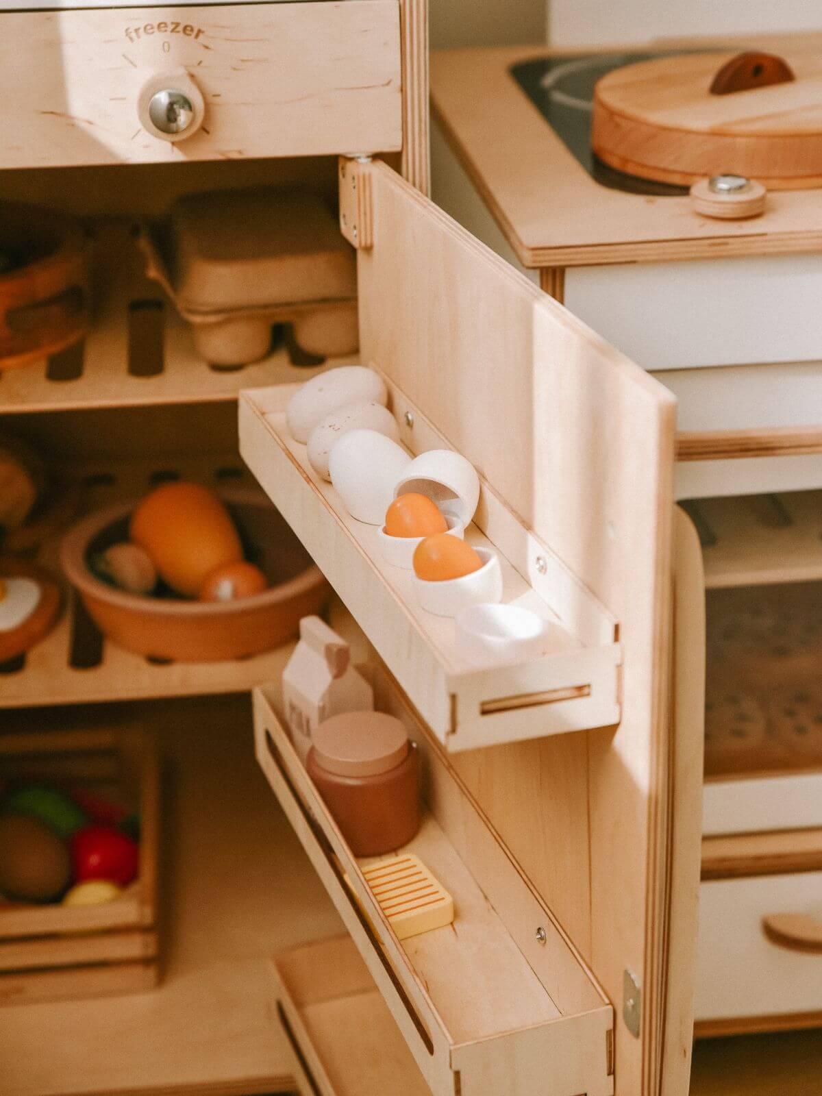 wooden kitchen fridge