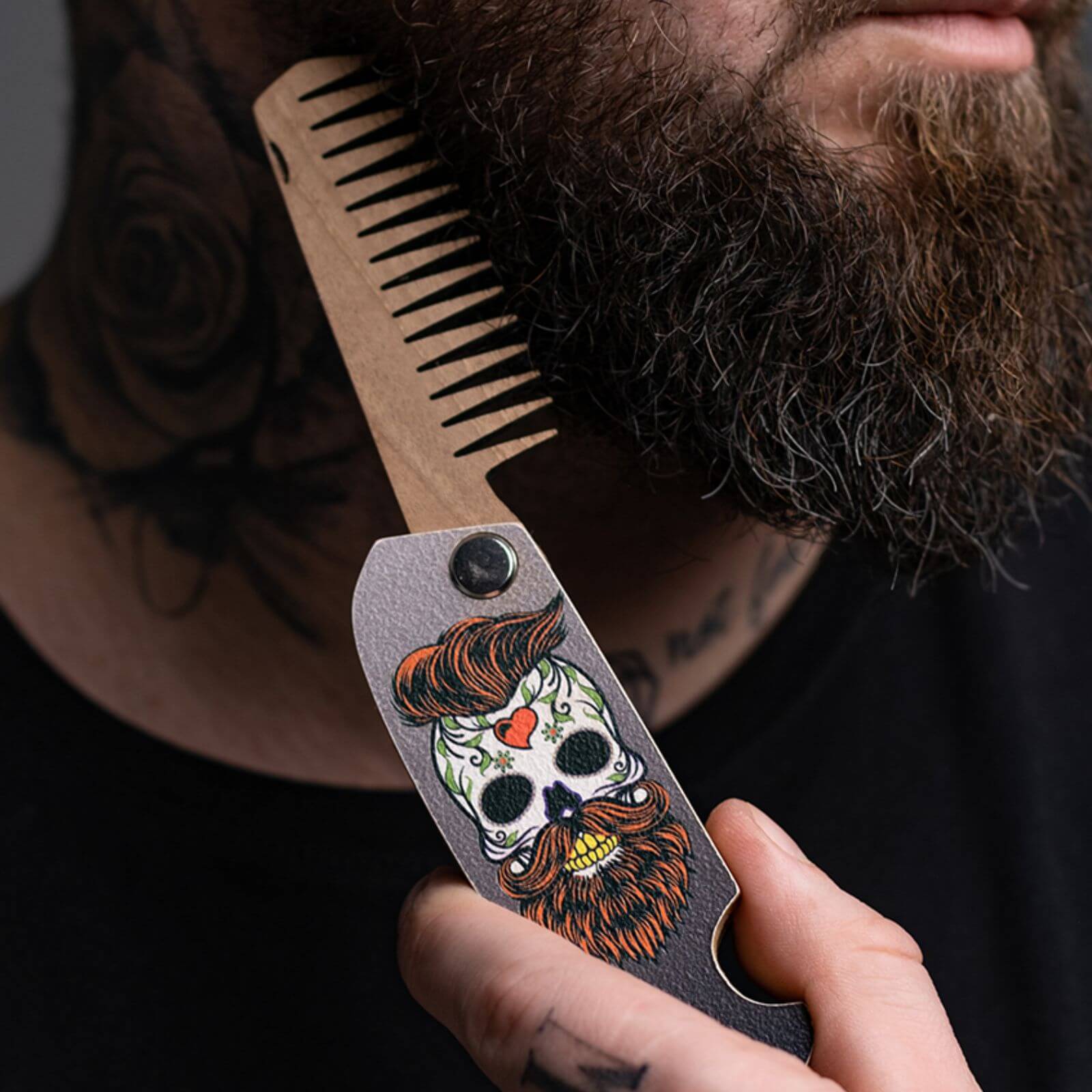 combs with skull painting