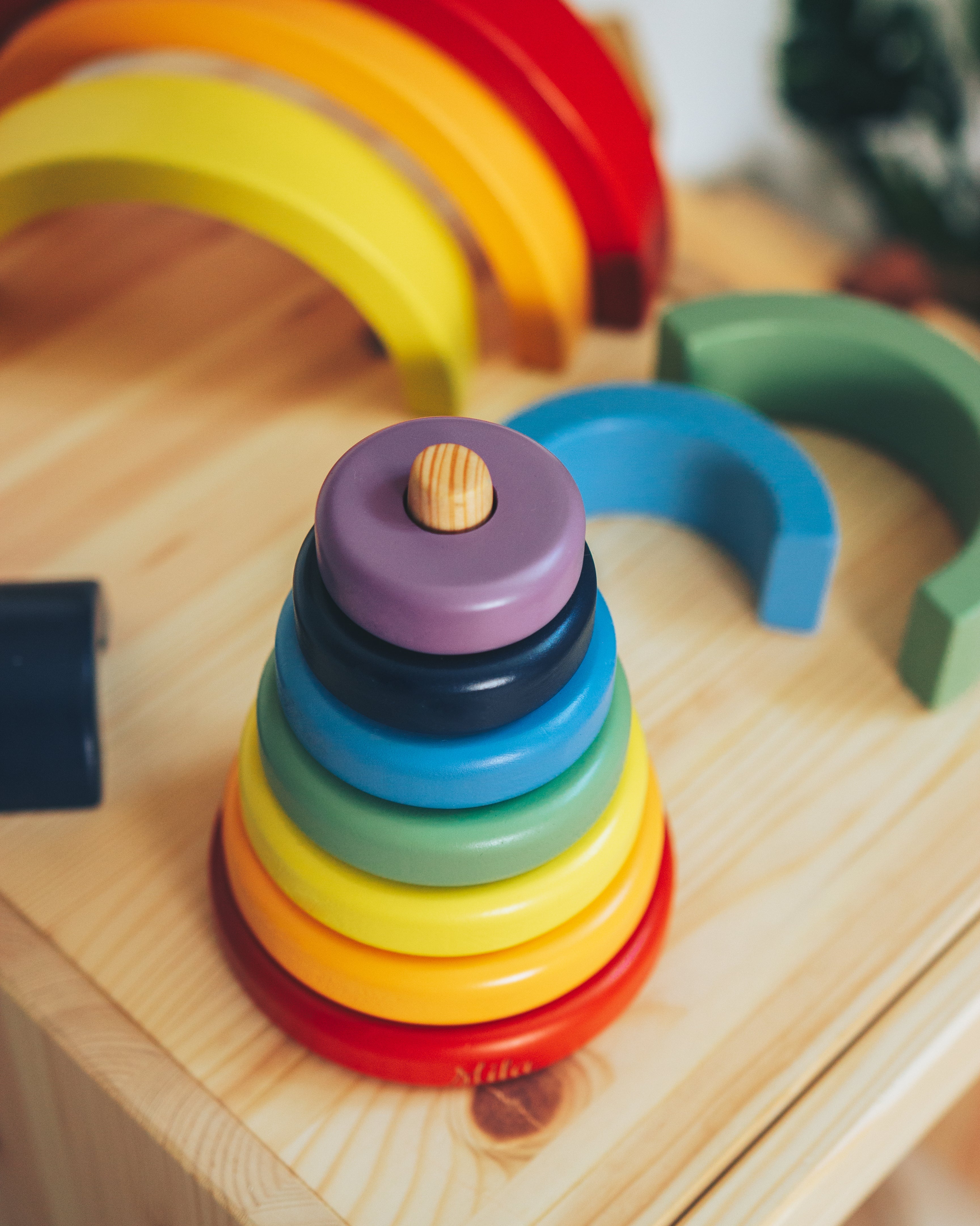 rainbow wooden stacker